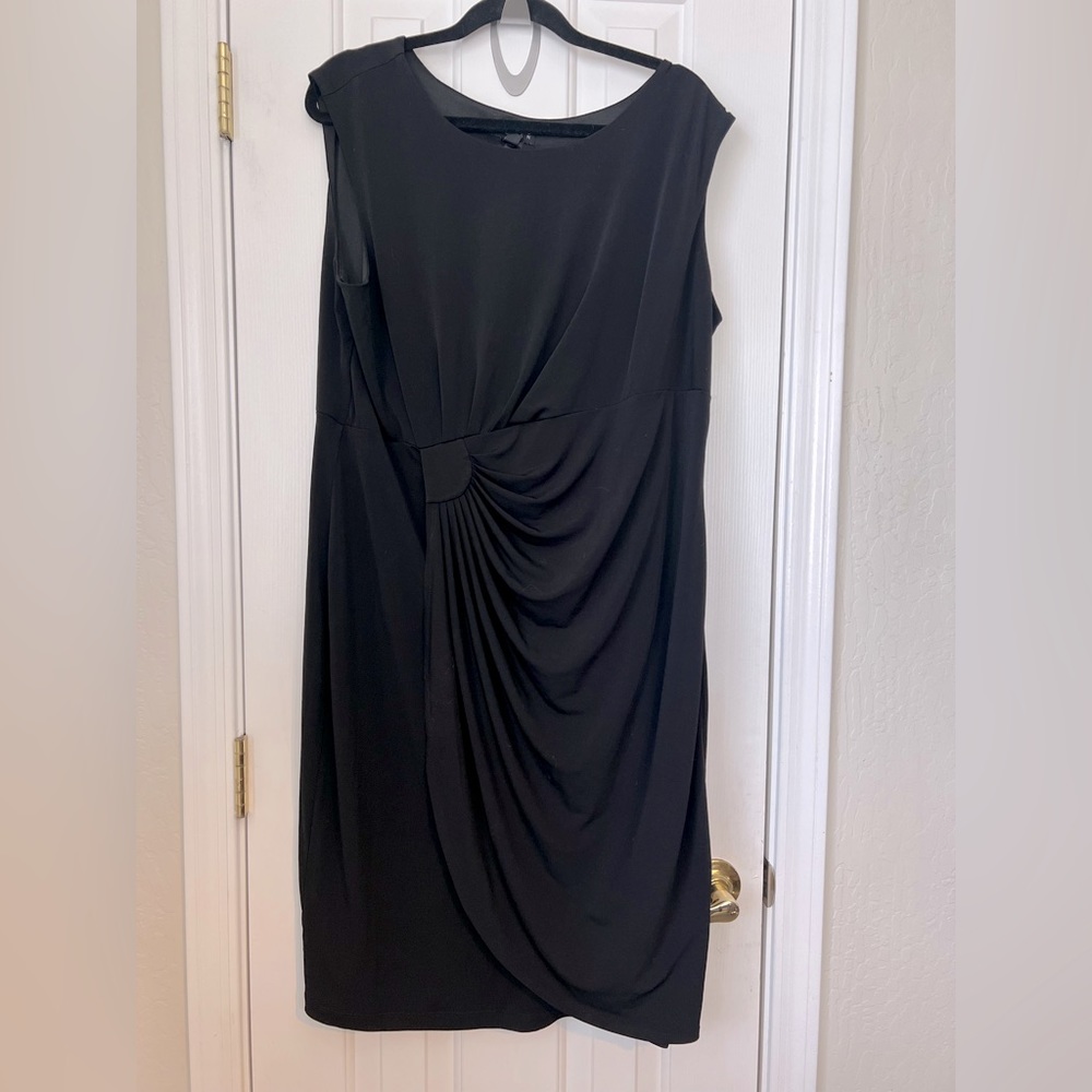 Black Sheath Side Draped Dress Sleeveless size 20